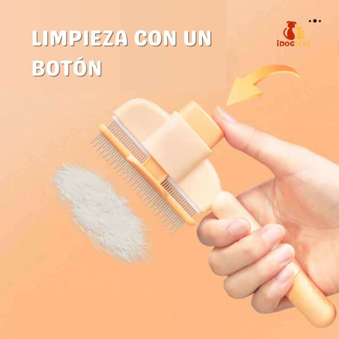 Peine con botón de auto limpieza para mascotas
