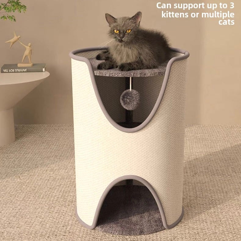 Cama y rascador para gatos gris