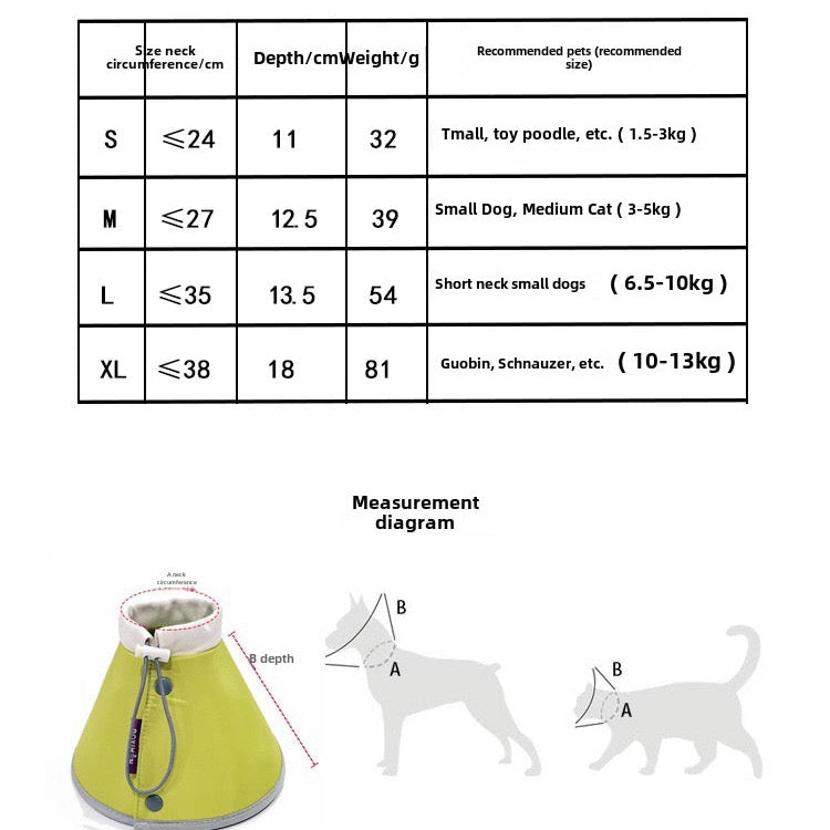 Cono isabelino de tela impermeable para mascotas