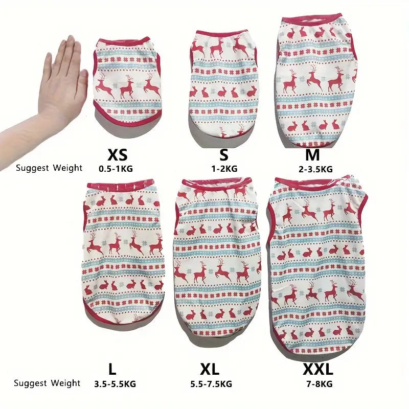 Ropa de algodón para perros pequeños y medianos estampado navideño