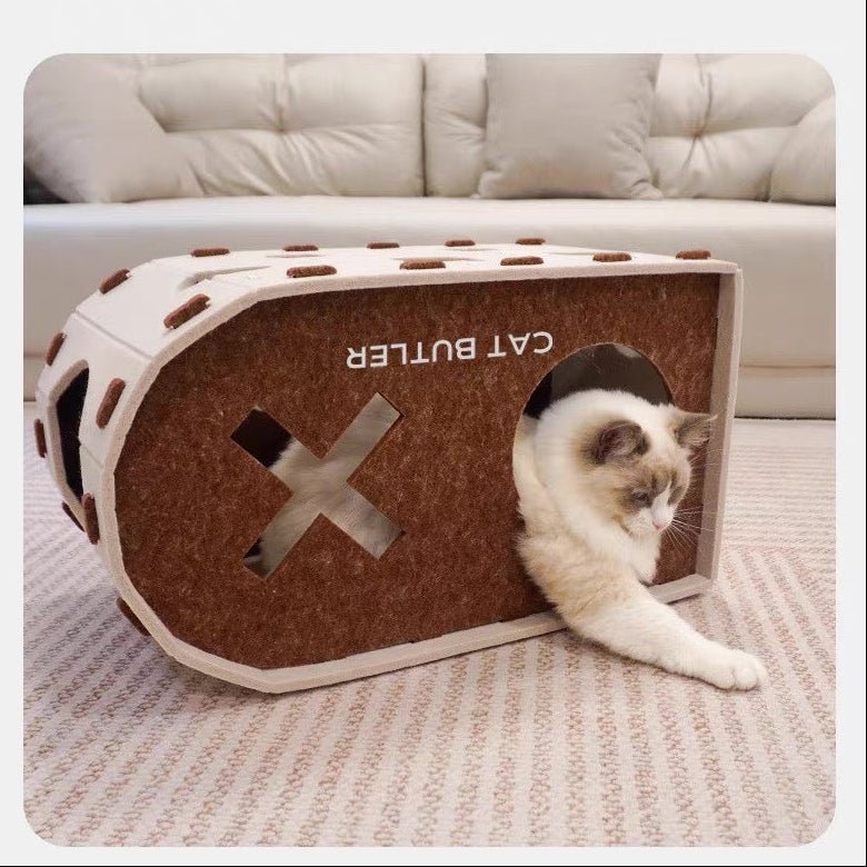 Rascador de fieltro beige para gatos modelo #rf03