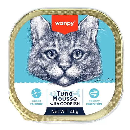 Snacks para Gatos Wanpy: Tuna Mousse con Bacalao 40g