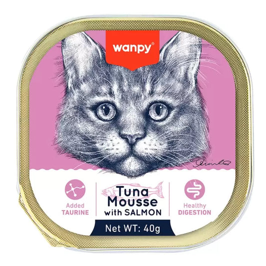 Snacks para Gatos Wanpy: Tuna Mousse con Salmón 40g