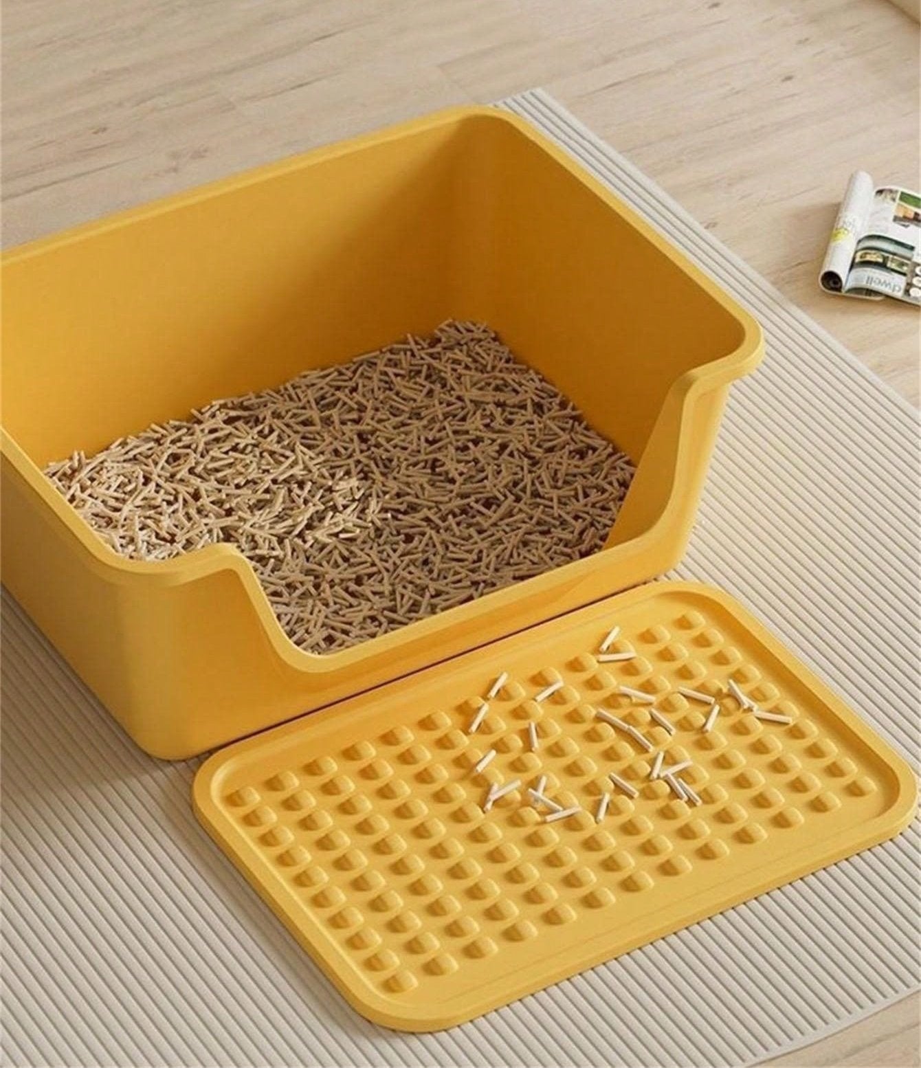 Arenero abierto para gatos con bandeja recogedora