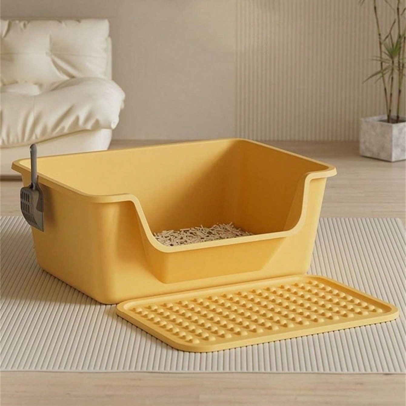 Arenero abierto para gatos con bandeja recogedora