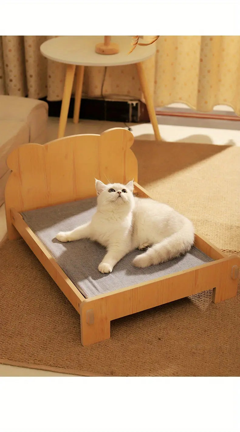 Cama mini con base de madera para mascotas pequeñas