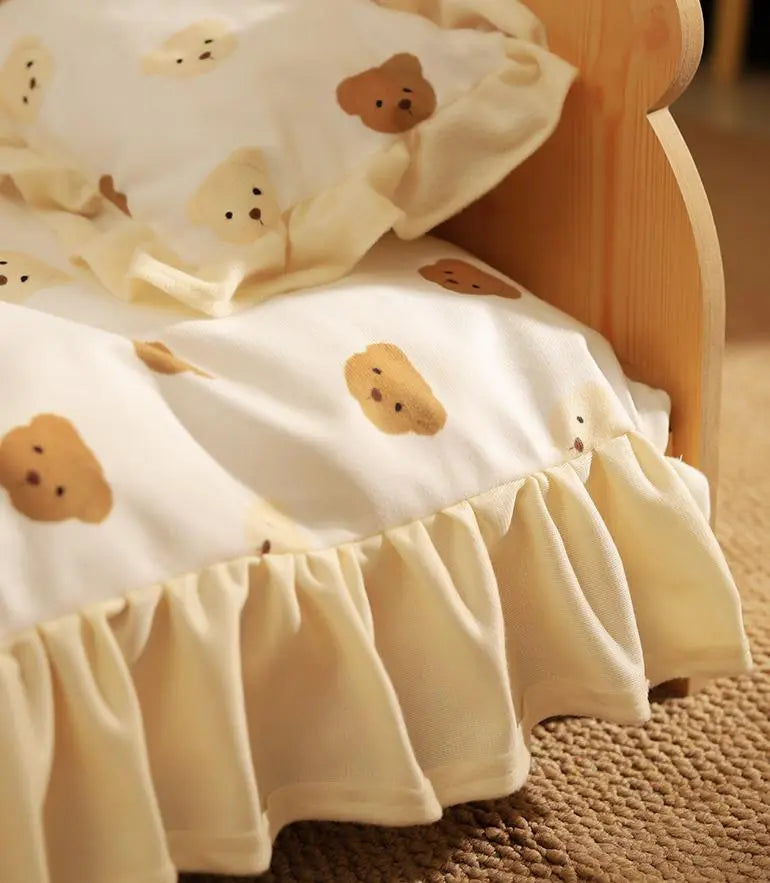 Cama mini con base de madera para mascotas pequeñas
