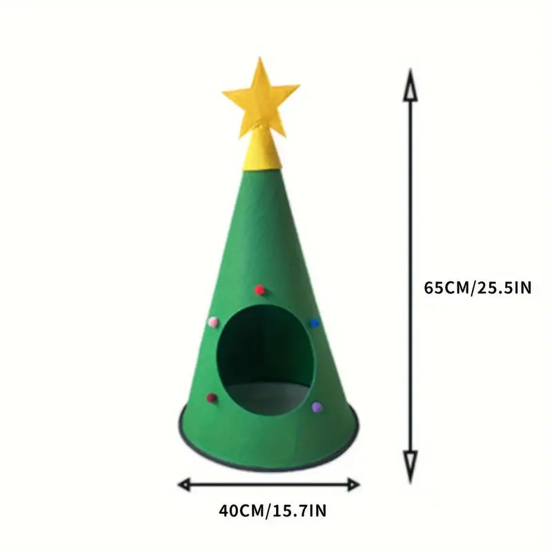 Tepee pequeño navideño de fieltro para gatos