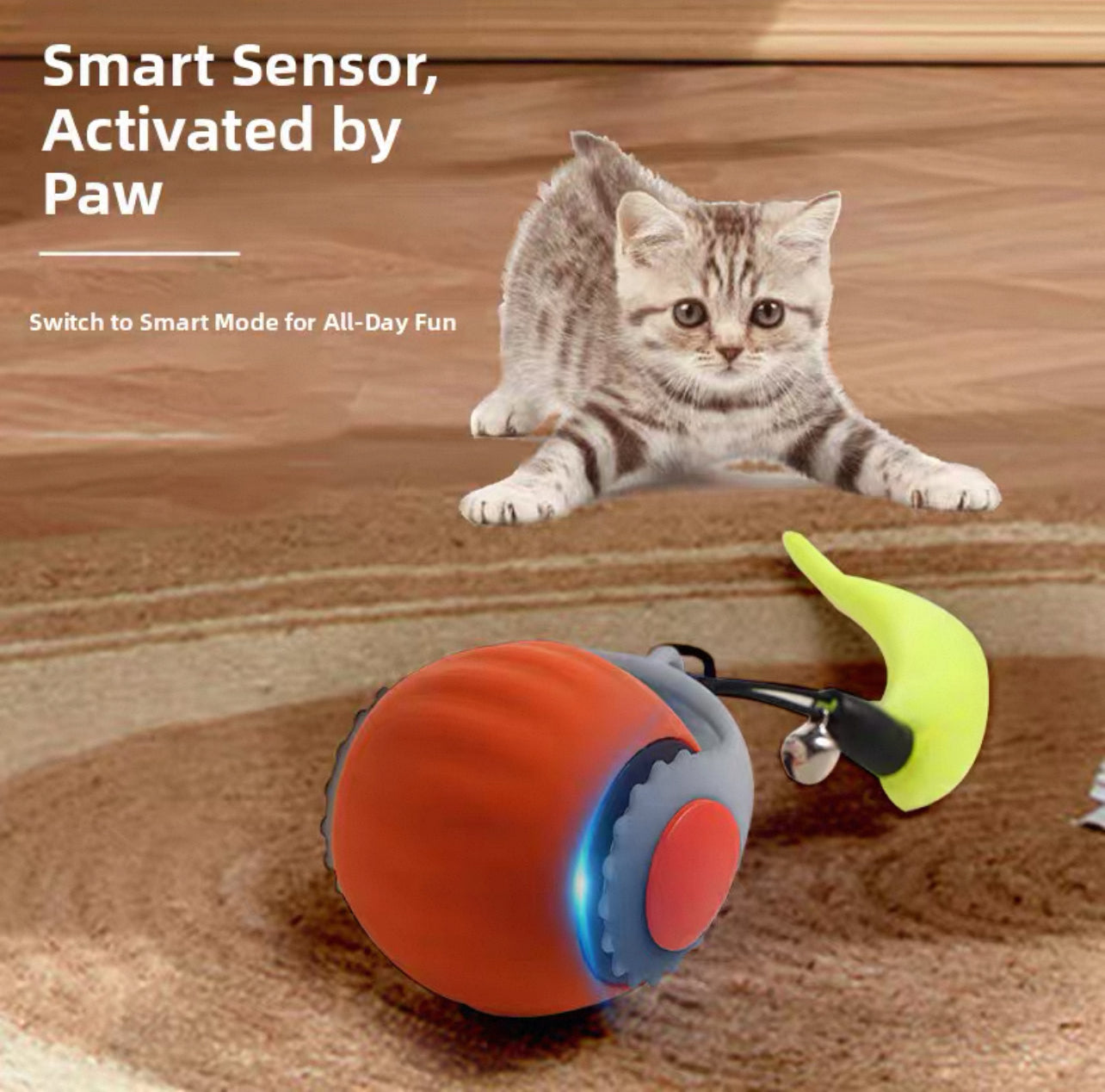 Pelota interactiva para gatos con pluma recargable
