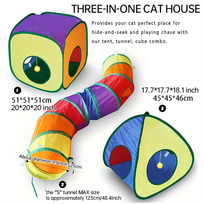Túnel para gato, conjunto de 3 piezas