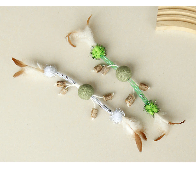 Juguete para gatos con catnip, matatabi y plumas