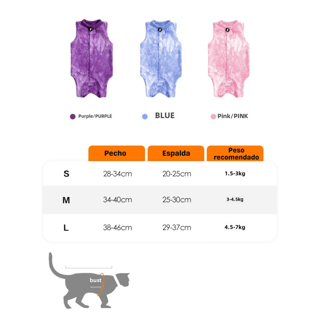 Traje postoperatorio para gatos