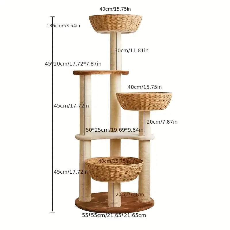 Torre para gatos elegante de 135cm de alto