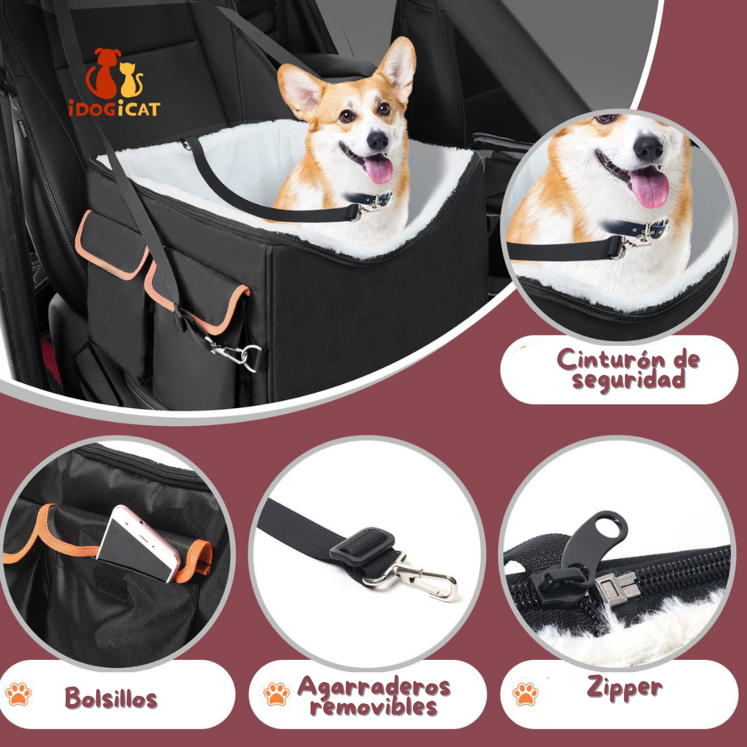 Asiento para carro para dos mascotas 25lb 70*41*32cm