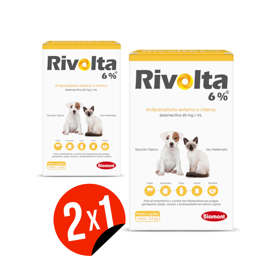 Antiparasitario externo e interno RIVOLTA: perros y gatos hasta 2.5kg