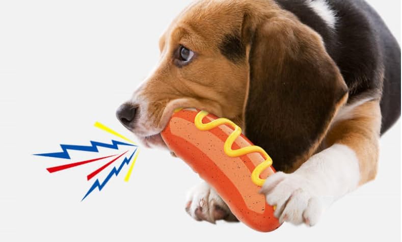 Juguete extra duro con forma de salchicha para perros