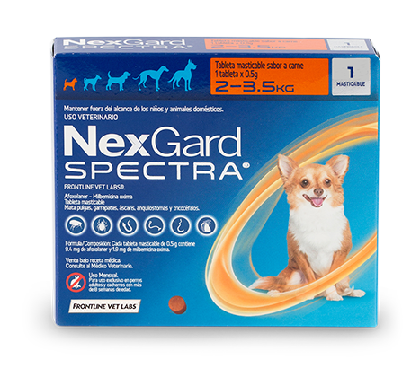 Antiparasitario externo e interno Nexgard Spectra: 2-3.5kg