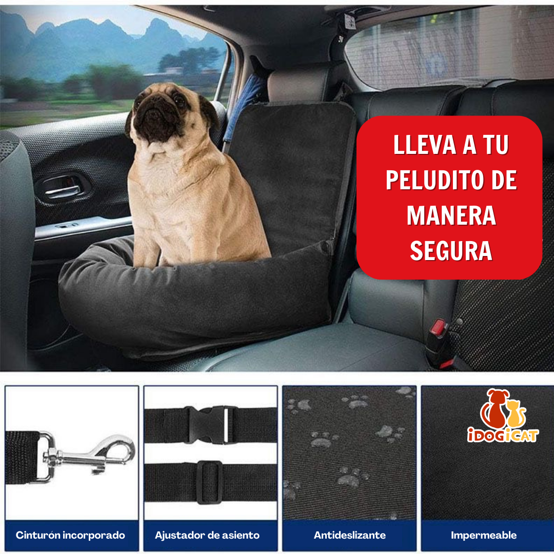 Asiento de carro acolchado para perros