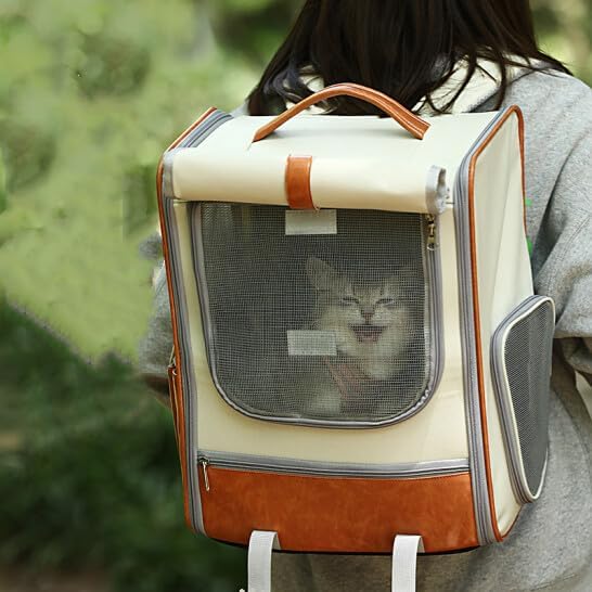 Mochila transportadora espaciosa para gatos