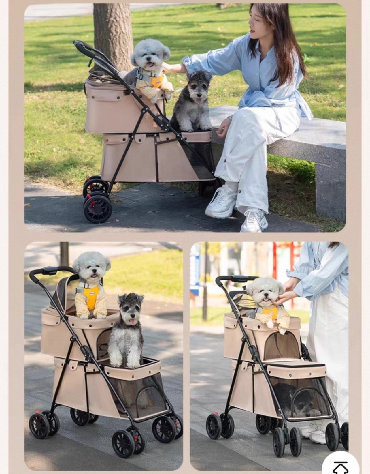 Coche doble para mascotas (Soporta hasta 24kg) Modelo Nakebella