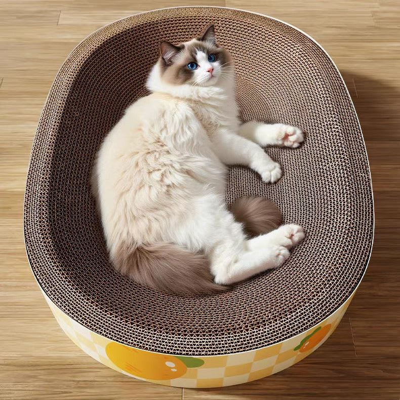 Rascador de cartón con diseño zanahoria para gatos