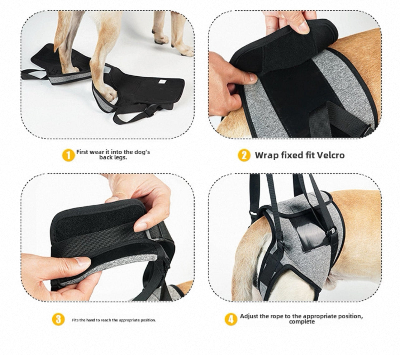 Soporte auxiliar de patas traseras para perros medianos y grandes