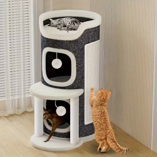 Torre de tres niveles para gatos gris 60cm de alto