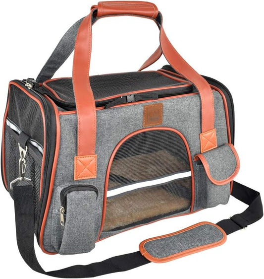 Bolso transportador naranja con gris