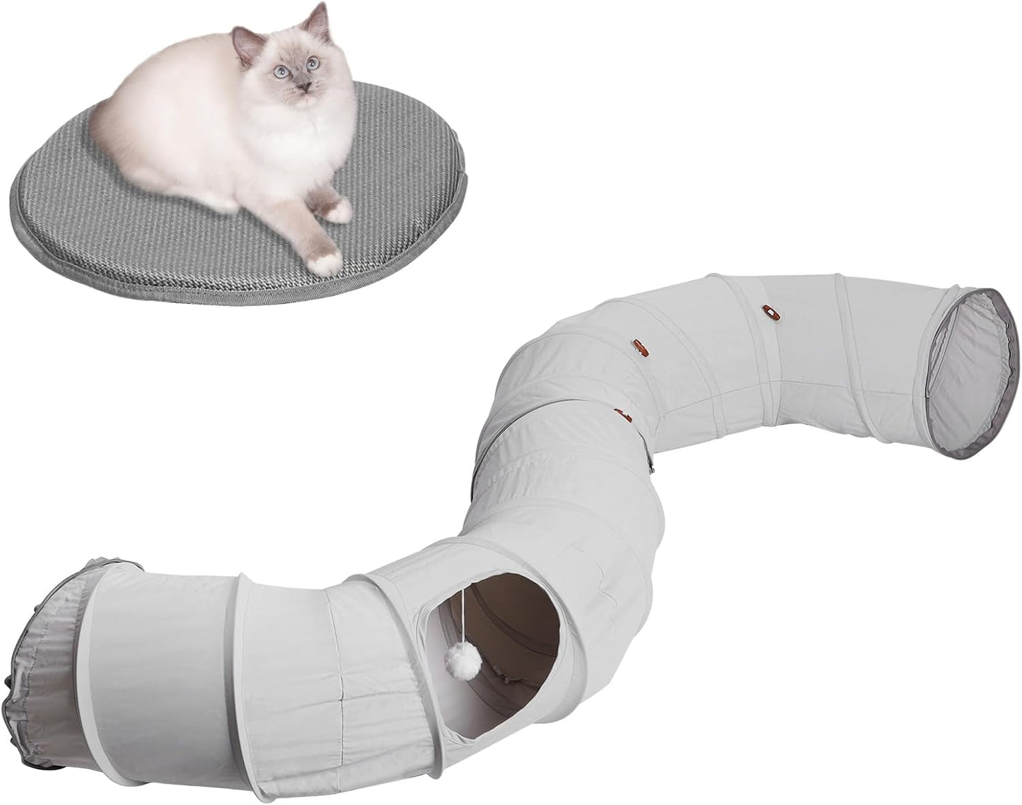 Túnel plegable redondo para gato con cama