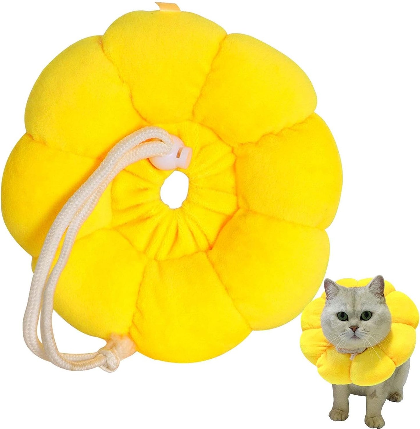 Collar isabelino de peluche con forma de girasol