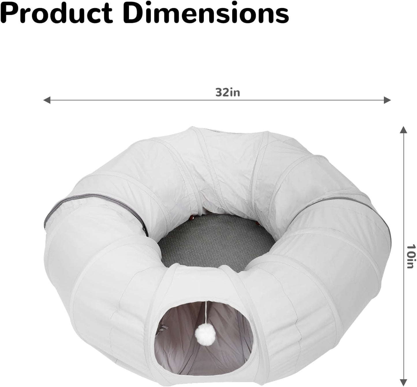 Túnel plegable redondo para gato con cama