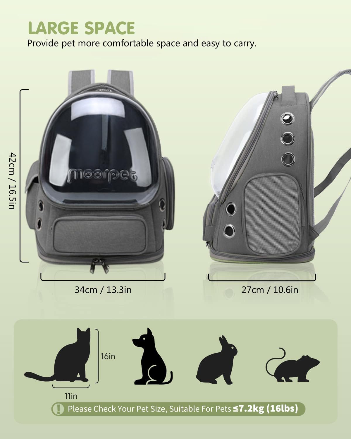 Mochila burbuja transportadora para perros y gatos