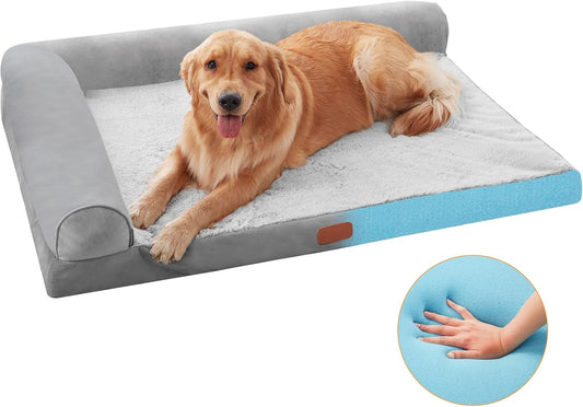 Cama ortopédica en forma de L para perros de espuma viscoelástica