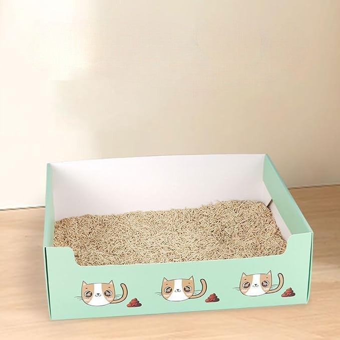 Arenero desechable de cartón para gato