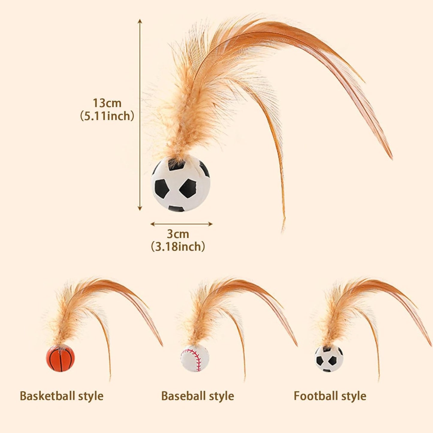 Juguete pelota de goma con pluma (Modelo variados)