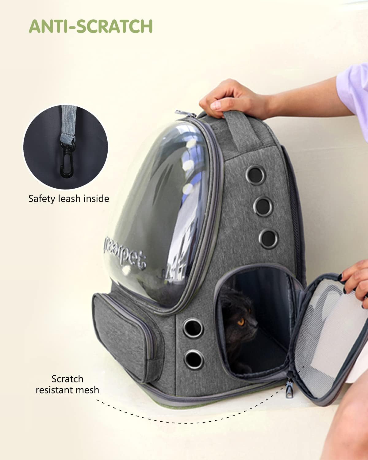 Mochila burbuja transportadora para perros y gatos
