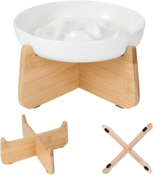 Plato elevado lento de cerámica para gatos #1