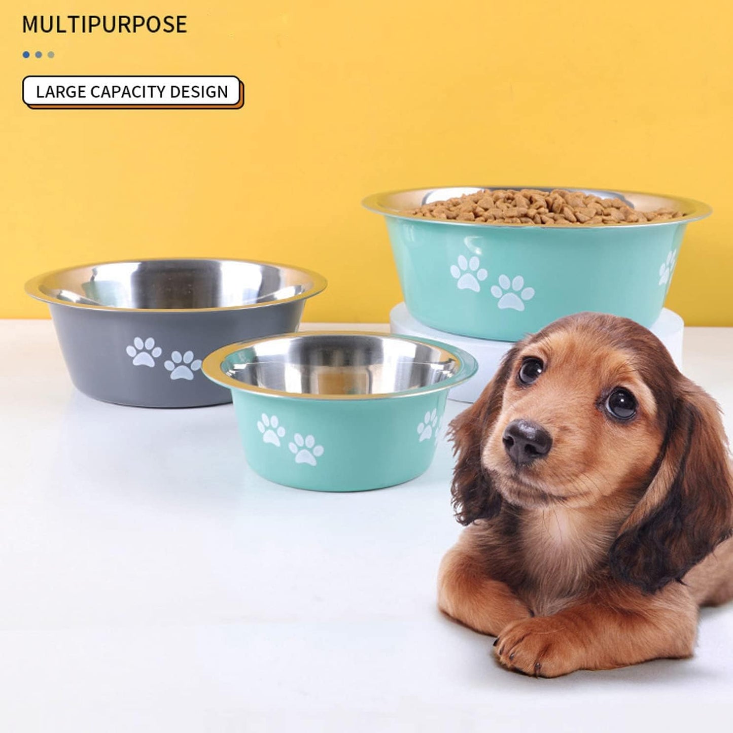 Plato de acero inoxidable para mascotas
