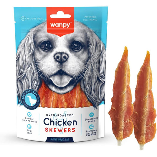Snacks para Perro Wanpy: Oven Roasted Chicken Skewers