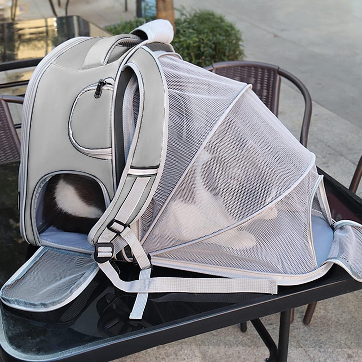 Mochila para gatos transpirable Expandible