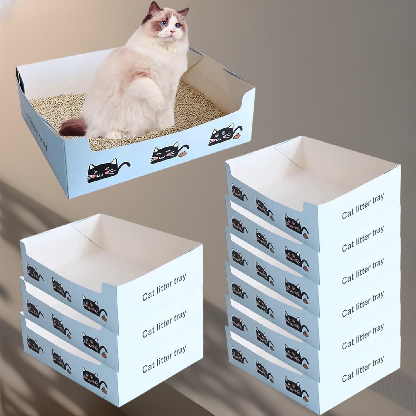 Arenero desechable de cartón para gato