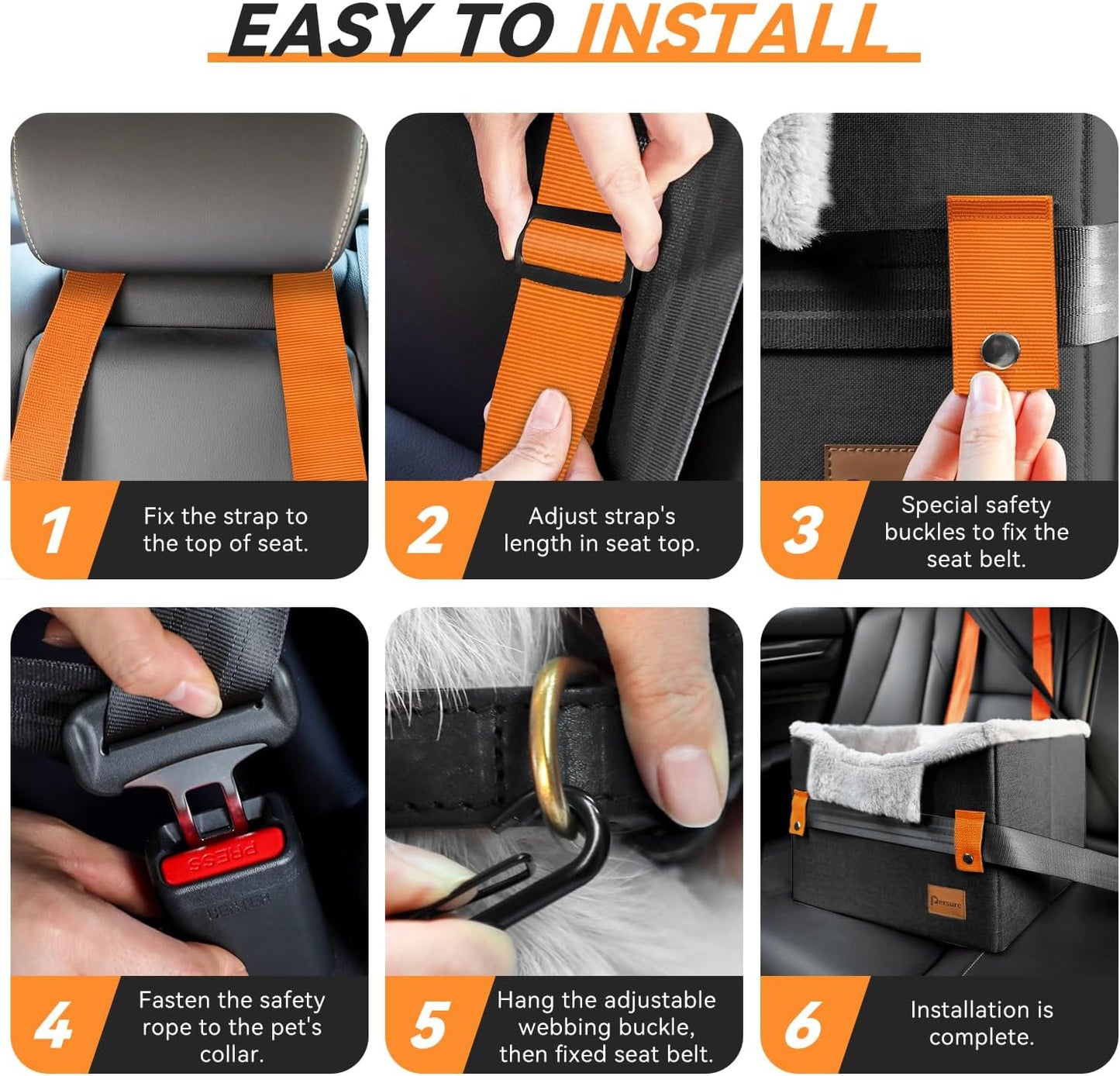 Asiento de felpa de coche para perros p20