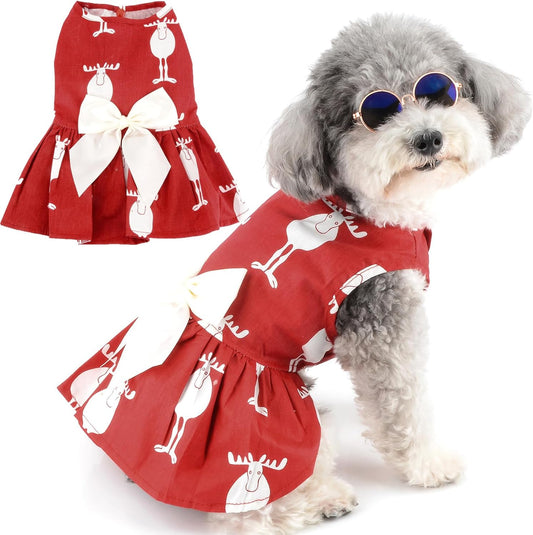 Vestido con lazo de navidad para mascotas