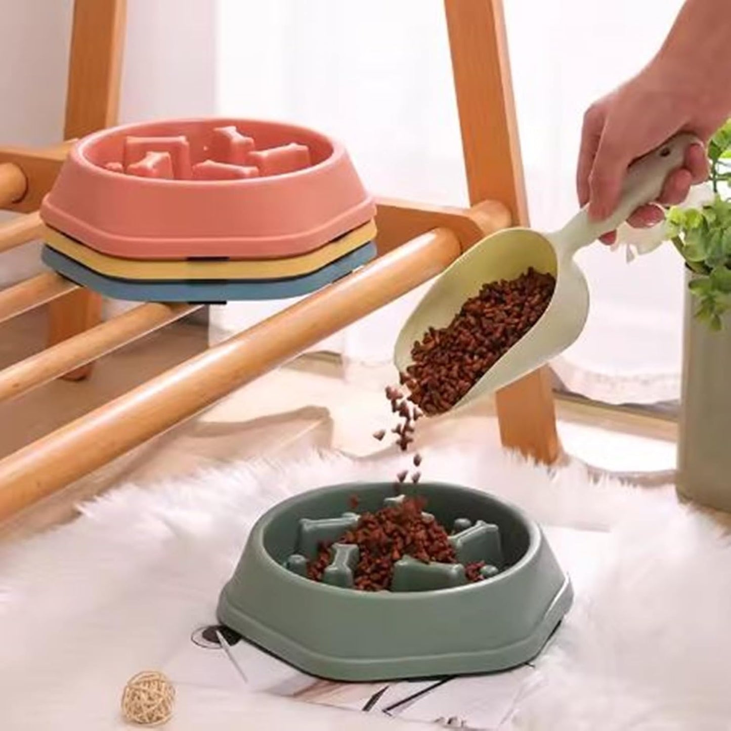 Plato de comedero lento para mascotas