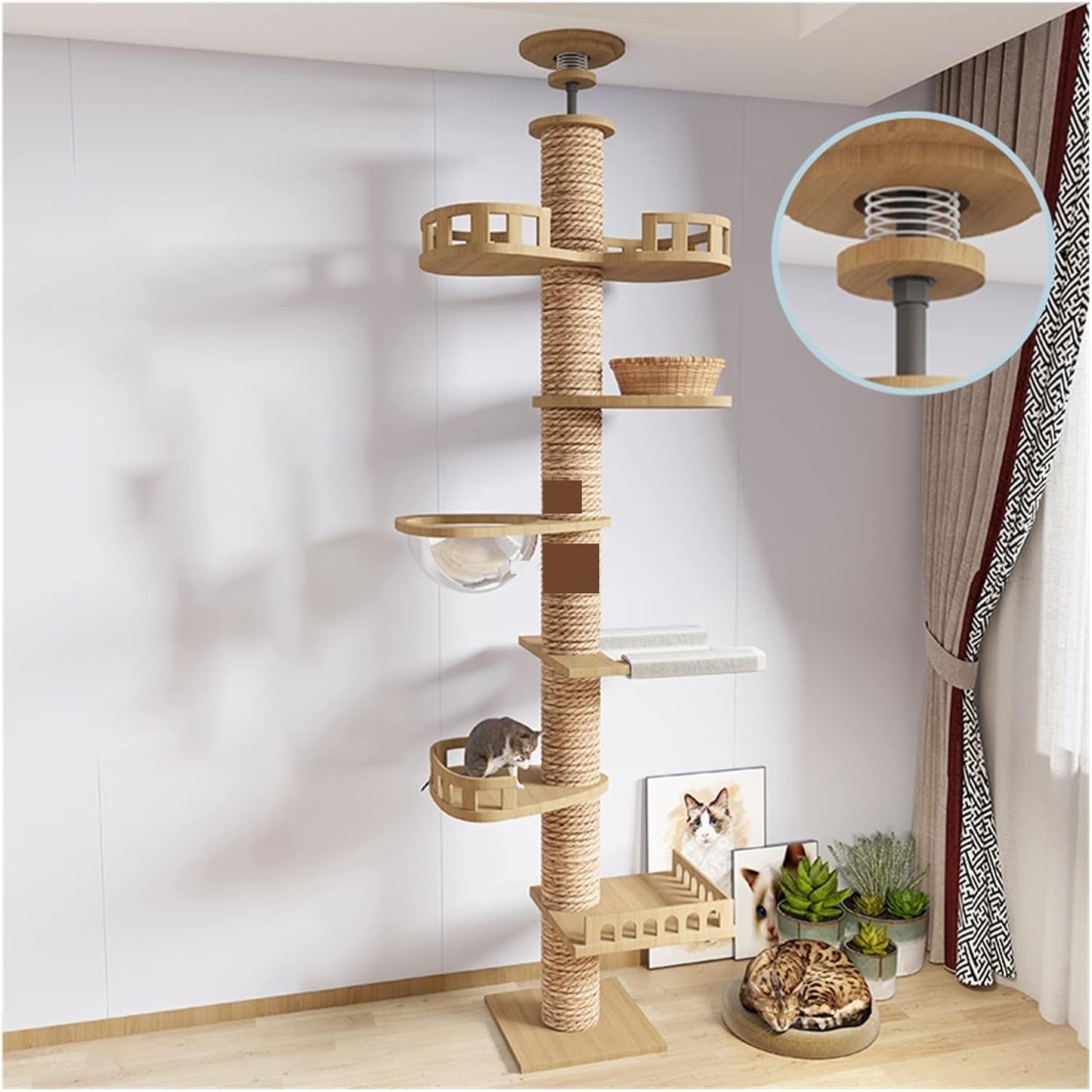 Pilar de sisal ajustable para gatos 2 metros y más