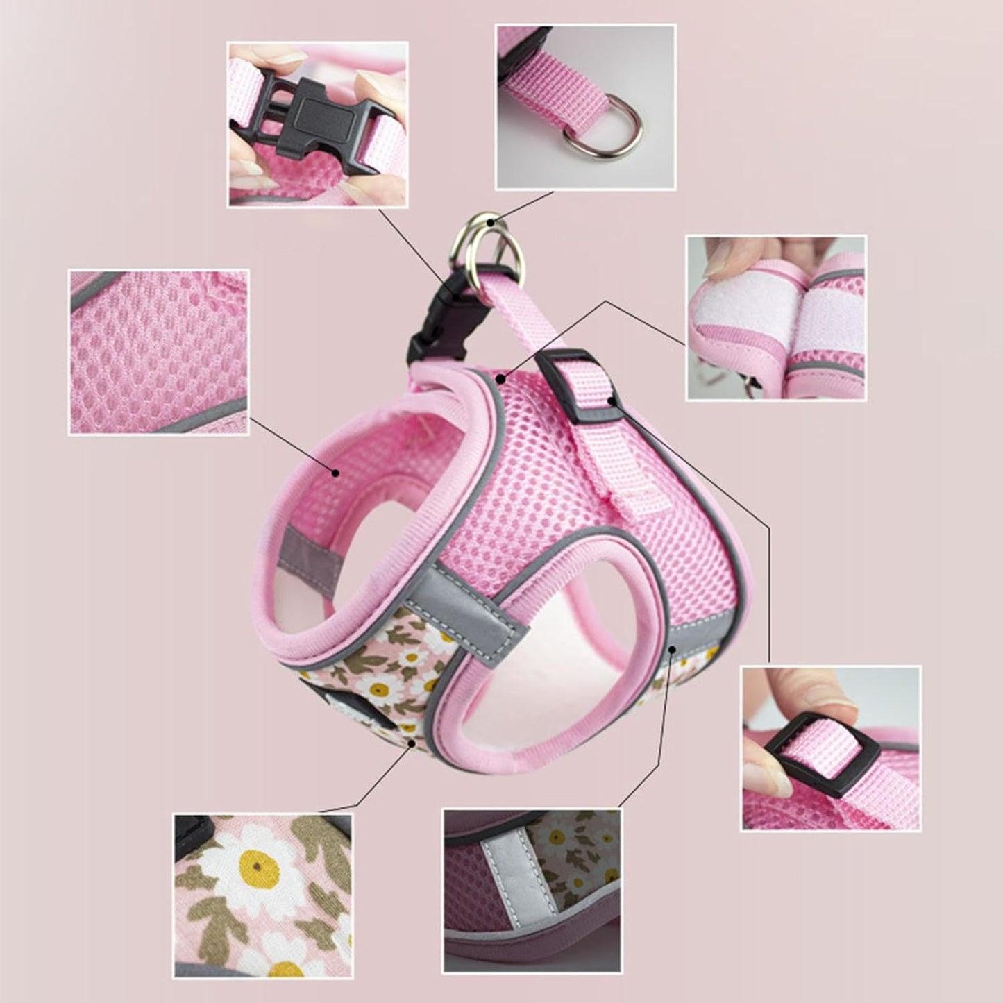 Chaleco de malla con estampado floral para gato