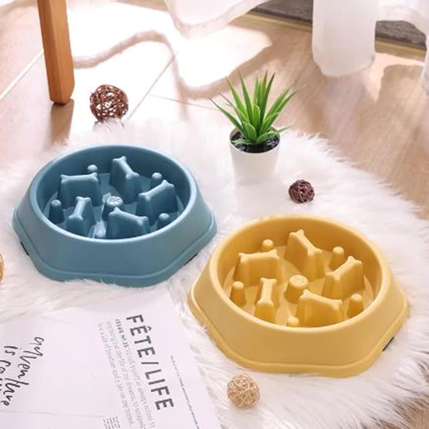 Plato de comedero lento para mascotas