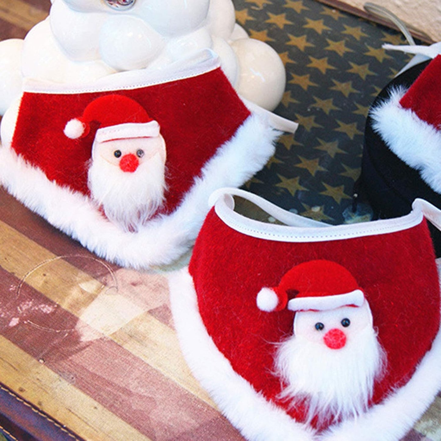 Bandanas navideñas de terciopelo para mascotas (Santa)