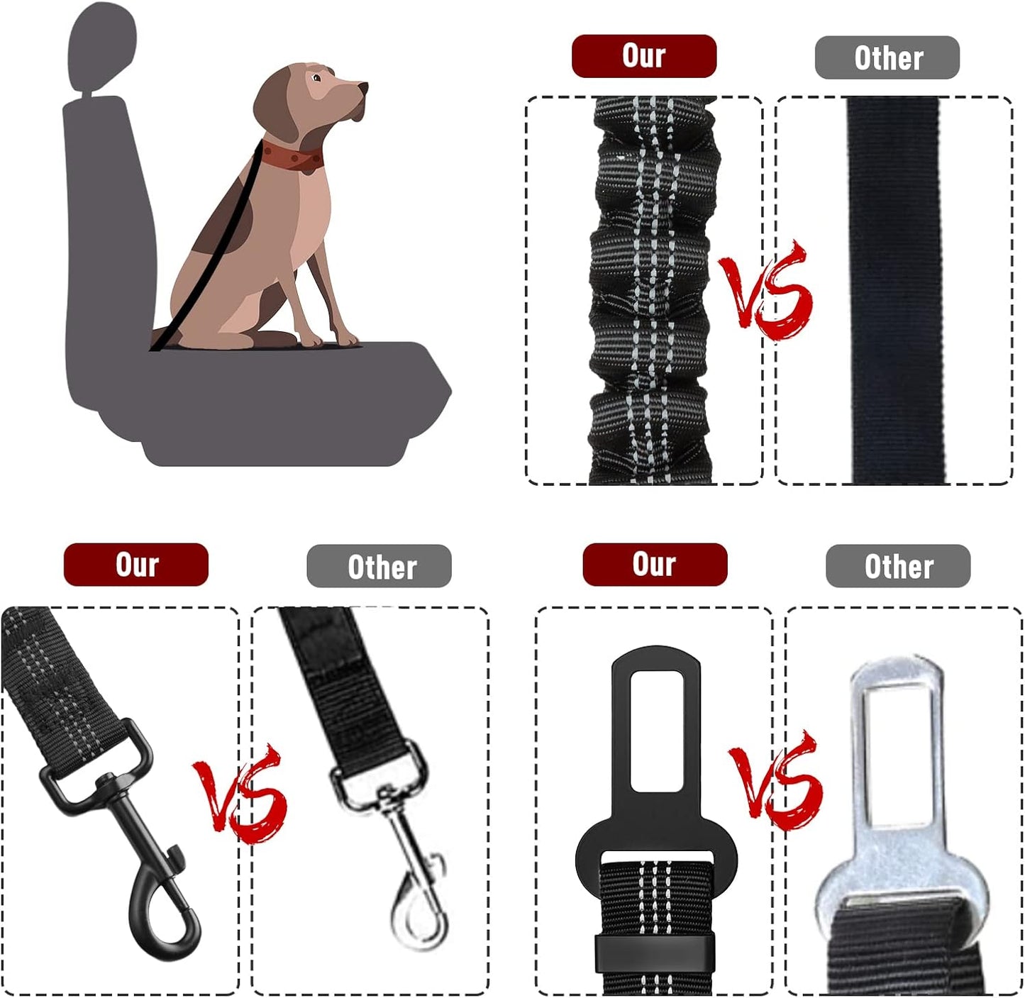 Cinturón de seguridad con elástico para mascotas