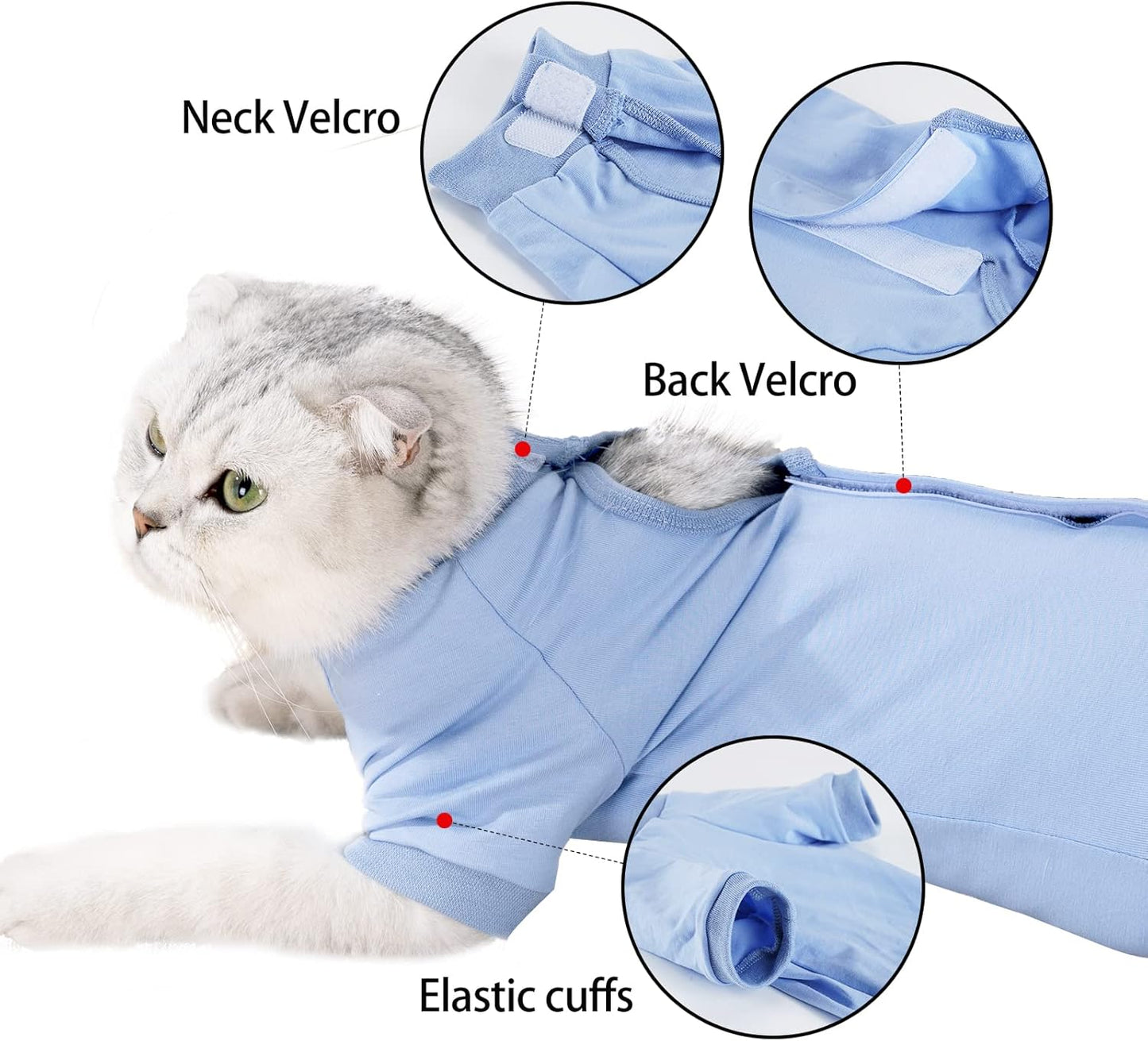 Traje de recuperación postoperatorio para gatos
